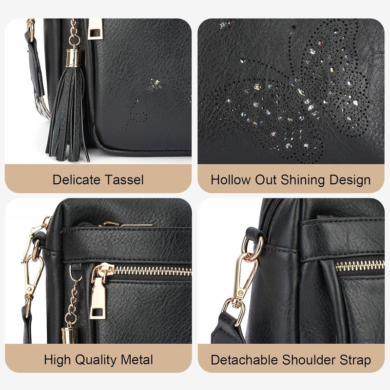 KITEVIUN Crossbody Bags for Women Trendy Leather Crossbody Purse Shoulder Handbags Butterfly Design - Image 5